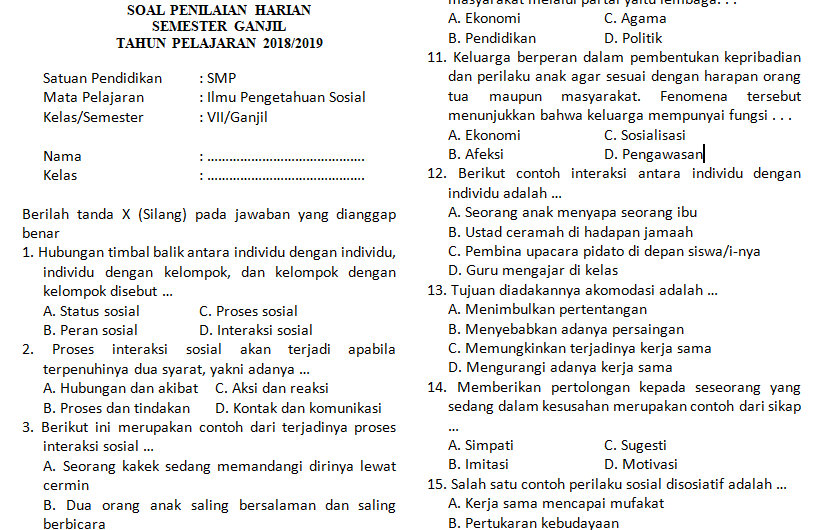 Detail Contoh Soal Ulangan Harian Nomer 17