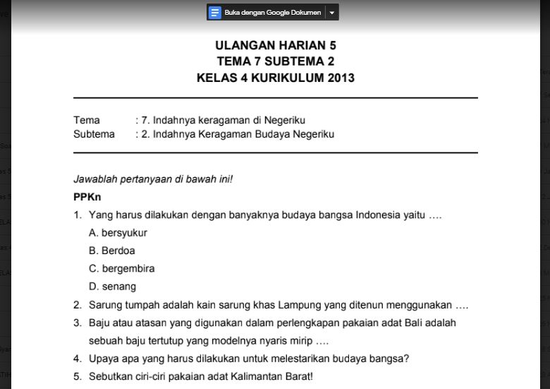 Detail Contoh Soal Ulangan Harian Nomer 4