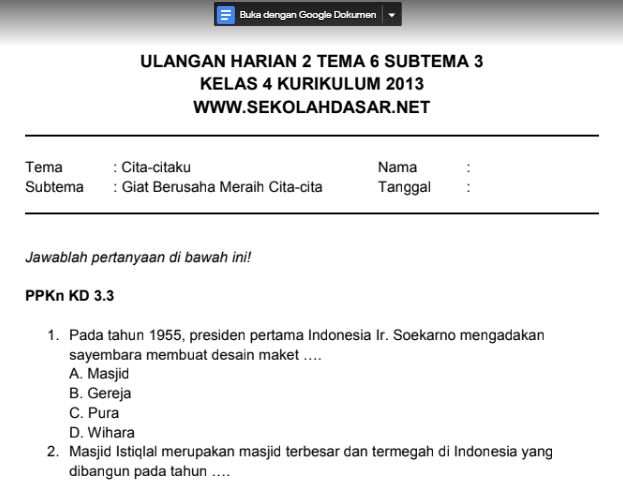 Detail Contoh Soal Ulangan Harian Nomer 7