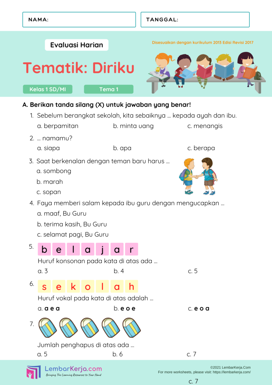 Contoh Soal Ulangan Kelas 1 Sd - KibrisPDR