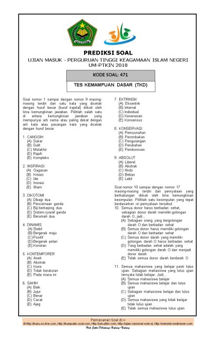 Detail Contoh Soal Um Ptkin Nomer 11