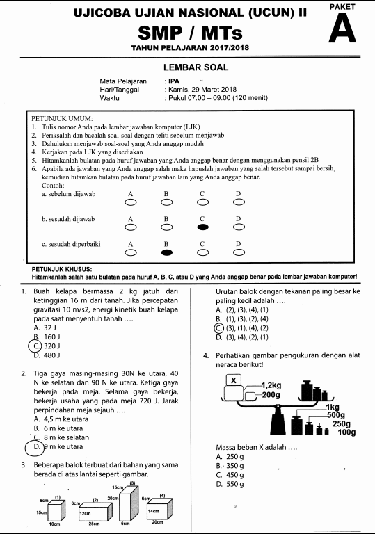 Detail Contoh Soal Un Ipa Smp Nomer 3