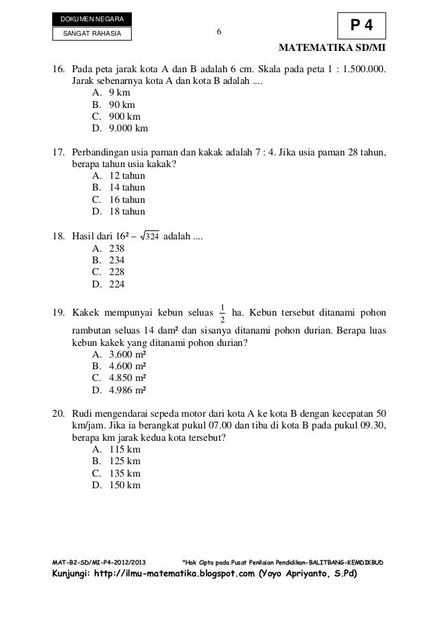 Detail Contoh Soal Un Sd Nomer 16