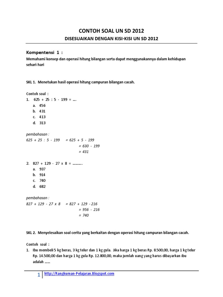 Detail Contoh Soal Un Sd Nomer 40