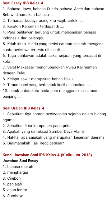 Contoh Soal Uraian Sd - KibrisPDR