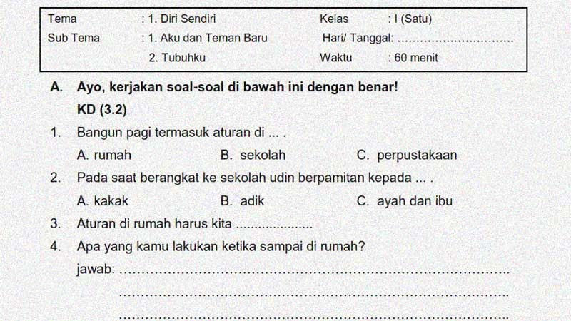 Detail Contoh Soal Uraian Sd Nomer 27