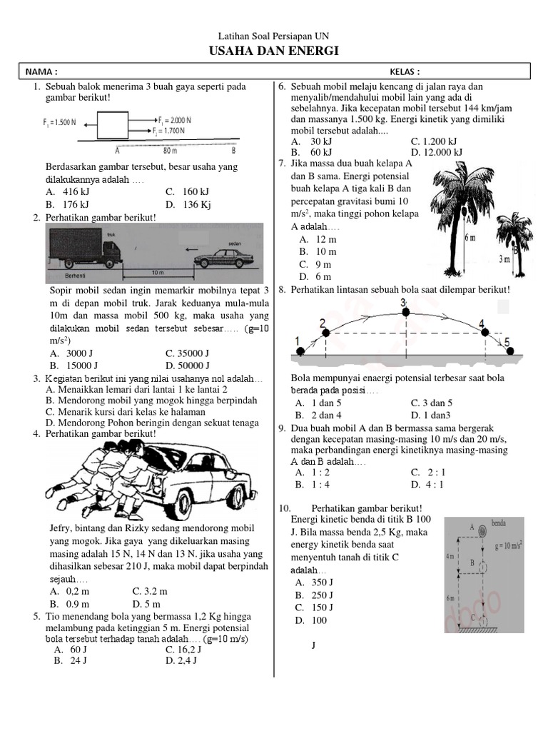 Detail Contoh Soal Usaha Dan Energi Potensial Nomer 28