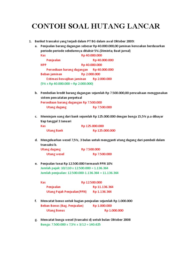 Detail Contoh Soal Utang Wesel Nomer 48