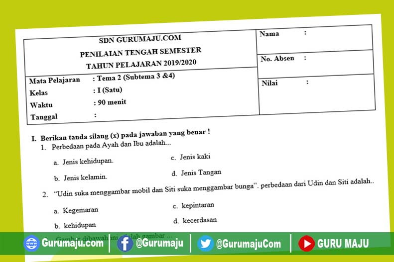 Detail Contoh Soal Uts Kelas 1 Sd Nomer 3