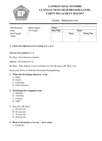 Detail Contoh Soal Uts Kelas 1 Sd Nomer 19