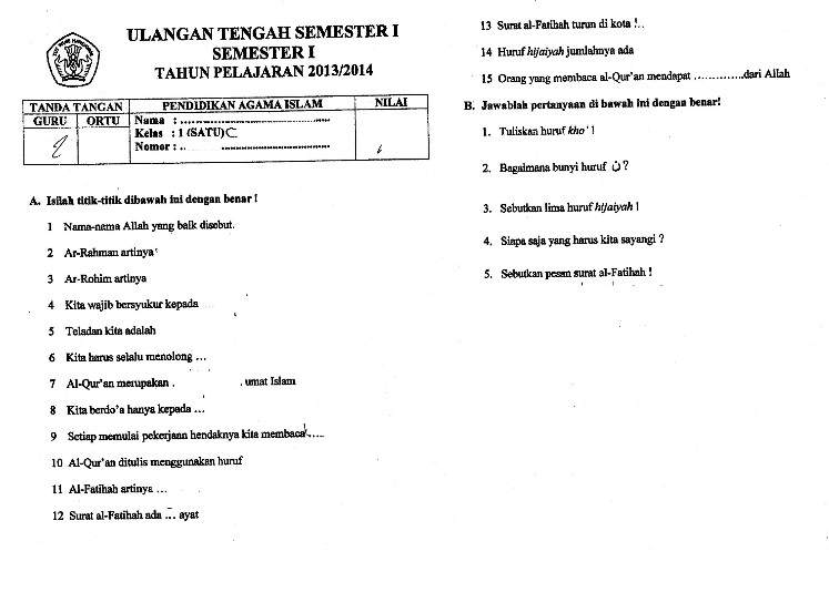 Detail Contoh Soal Uts Kelas 1 Sd Nomer 21