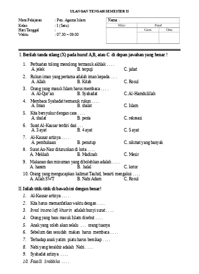 Detail Contoh Soal Uts Kelas 1 Sd Nomer 49