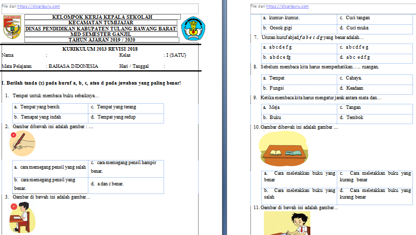Detail Contoh Soal Uts Kelas 1 Sd Nomer 54