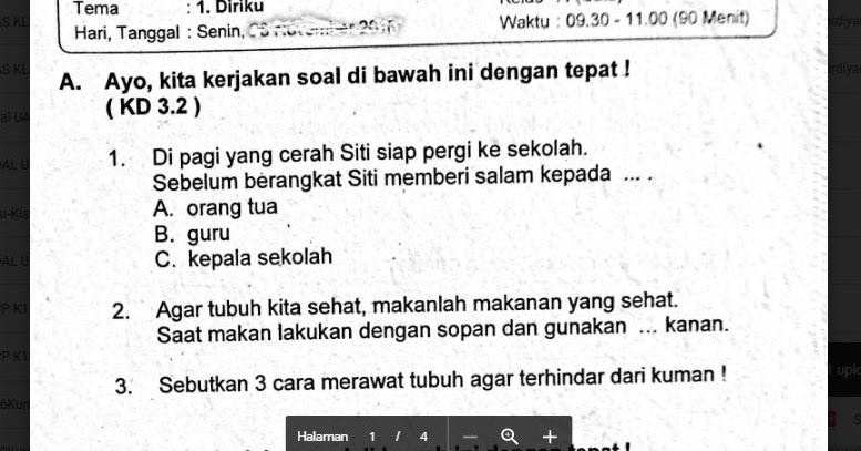 Detail Contoh Soal Uts Kelas 1 Sd Nomer 55