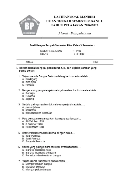 Detail Contoh Soal Uts Pendidikan Kewarganegaraan Kuliah Nomer 21