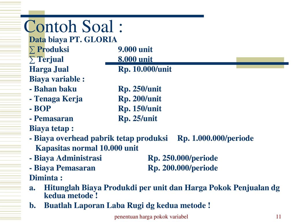 Detail Contoh Soal Variabel Costing Nomer 27