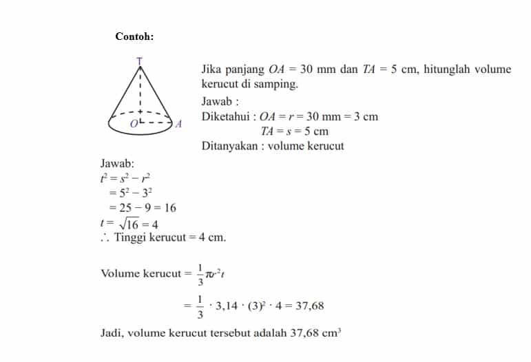 Detail Contoh Soal Volume Kerucut Nomer 7