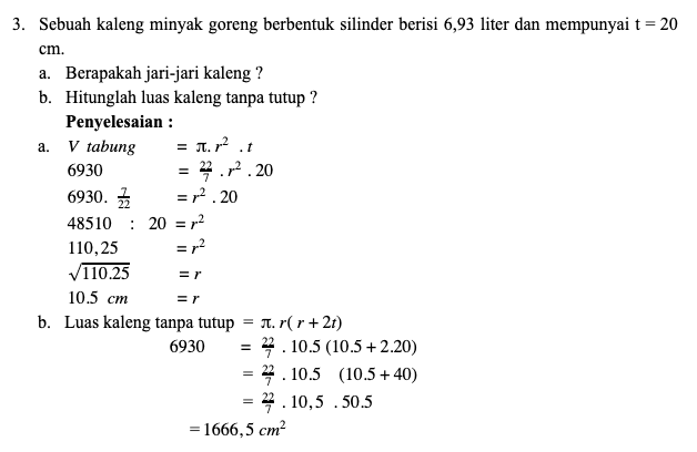 Detail Contoh Soal Volume Tabung Nomer 15