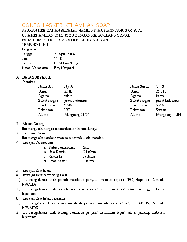 Detail Contoh Soap Persalinan Nomer 22