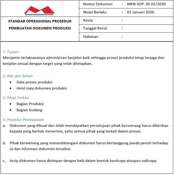 Detail Contoh Sop Administrasi Nomer 37