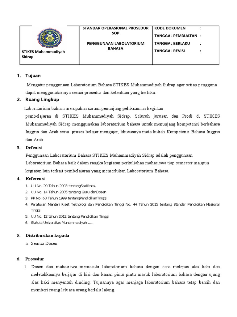 Detail Contoh Sop Laboratorium Nomer 10