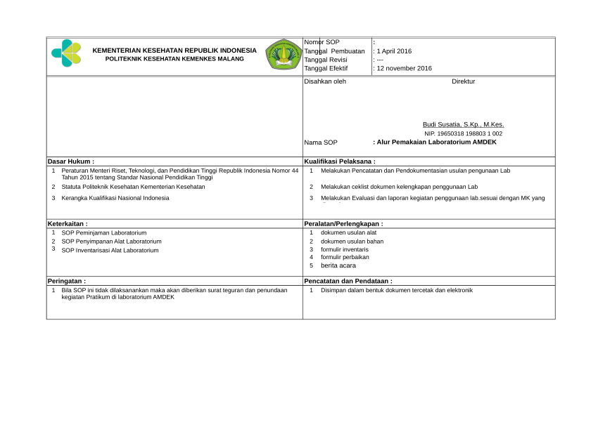 Detail Contoh Sop Laboratorium Nomer 23