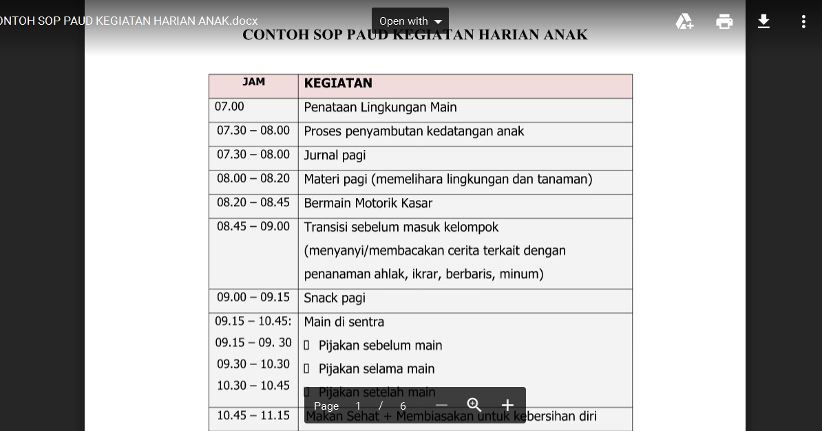 Detail Contoh Sop Paud Nomer 50