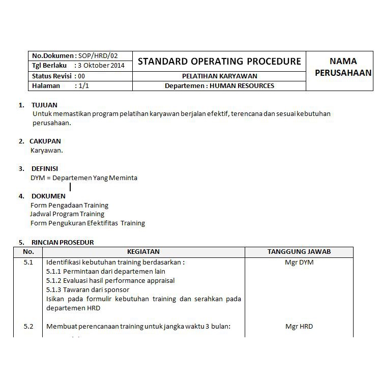 Detail Contoh Sop Perusahaan Jasa Nomer 27