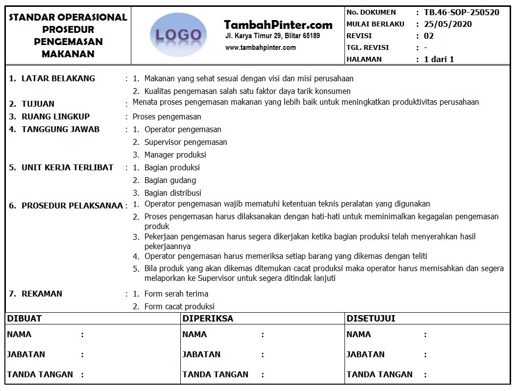 Detail Contoh Sop Produksi Nomer 31