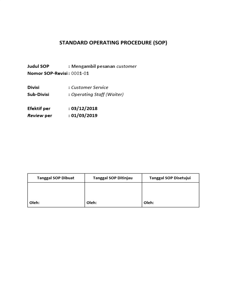 Detail Contoh Sop Restoran Nomer 32