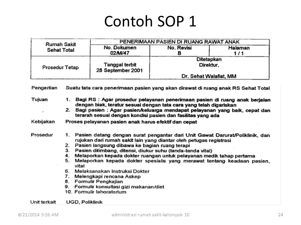 Detail Contoh Sop Rumah Sakit Nomer 18