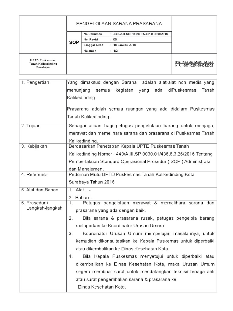 Contoh Sop Sarana Dan Prasarana Sekolah - KibrisPDR