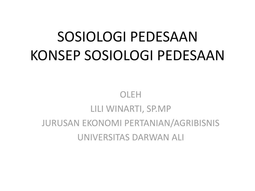 Detail Contoh Sosiologi Pedesaan Nomer 20