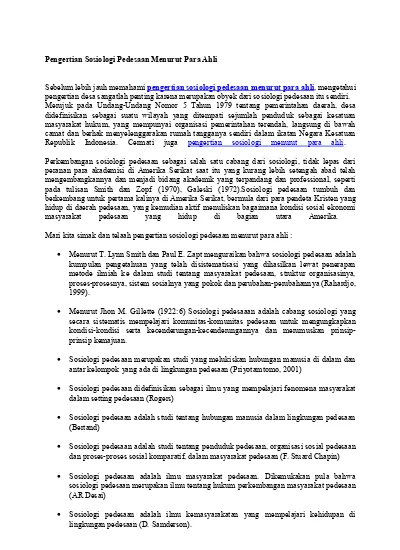 Detail Contoh Sosiologi Pedesaan Nomer 8