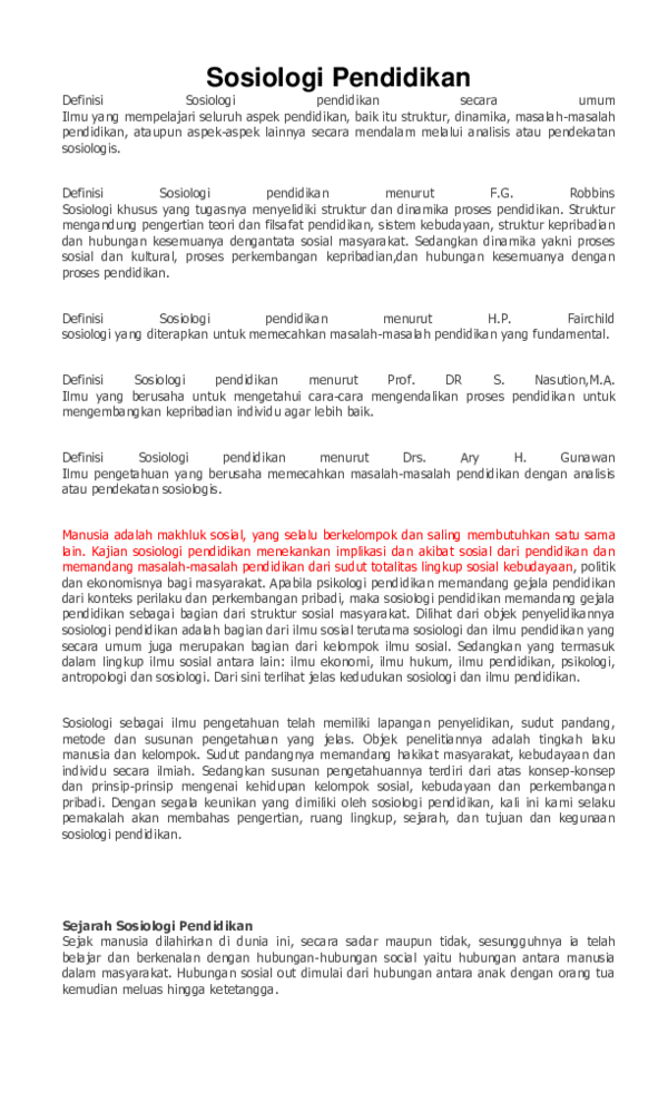 Detail Contoh Sosiologi Pendidikan Nomer 8
