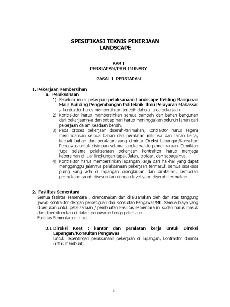 Detail Contoh Spesifikasi Pekerjaan Nomer 14