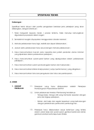 Detail Contoh Spesifikasi Pekerjaan Nomer 37
