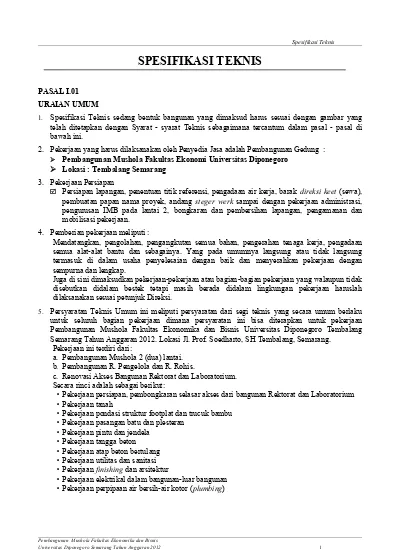 Detail Contoh Spesifikasi Pekerjaan Nomer 43