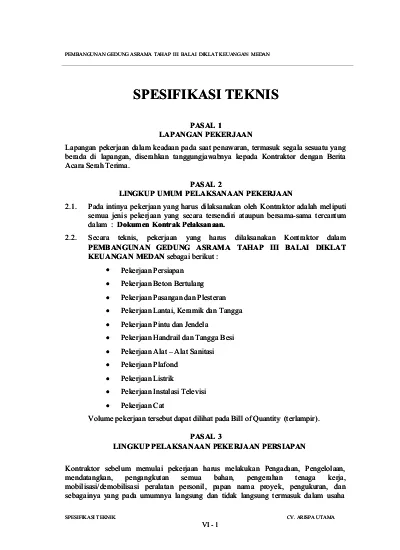 Detail Contoh Spesifikasi Pekerjaan Nomer 44
