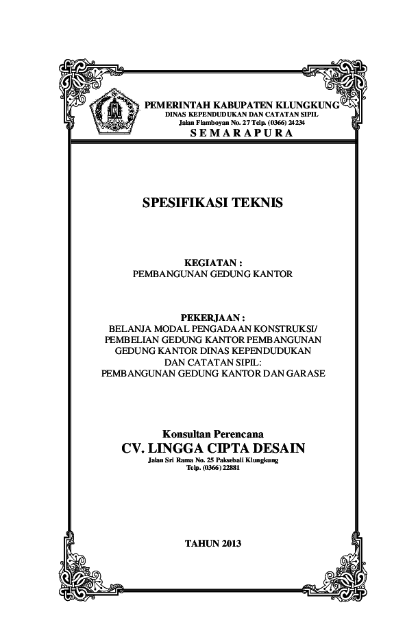 Detail Contoh Spesifikasi Pekerjaan Nomer 45