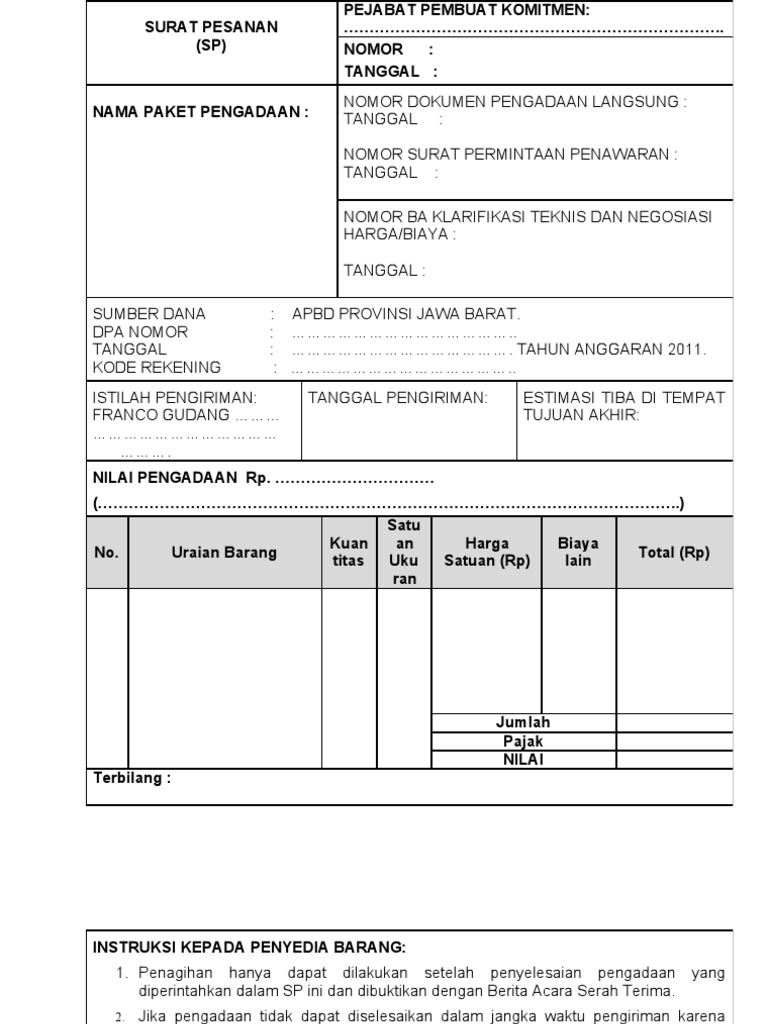 Detail Contoh Spk Pengadaan Barang Nomer 15