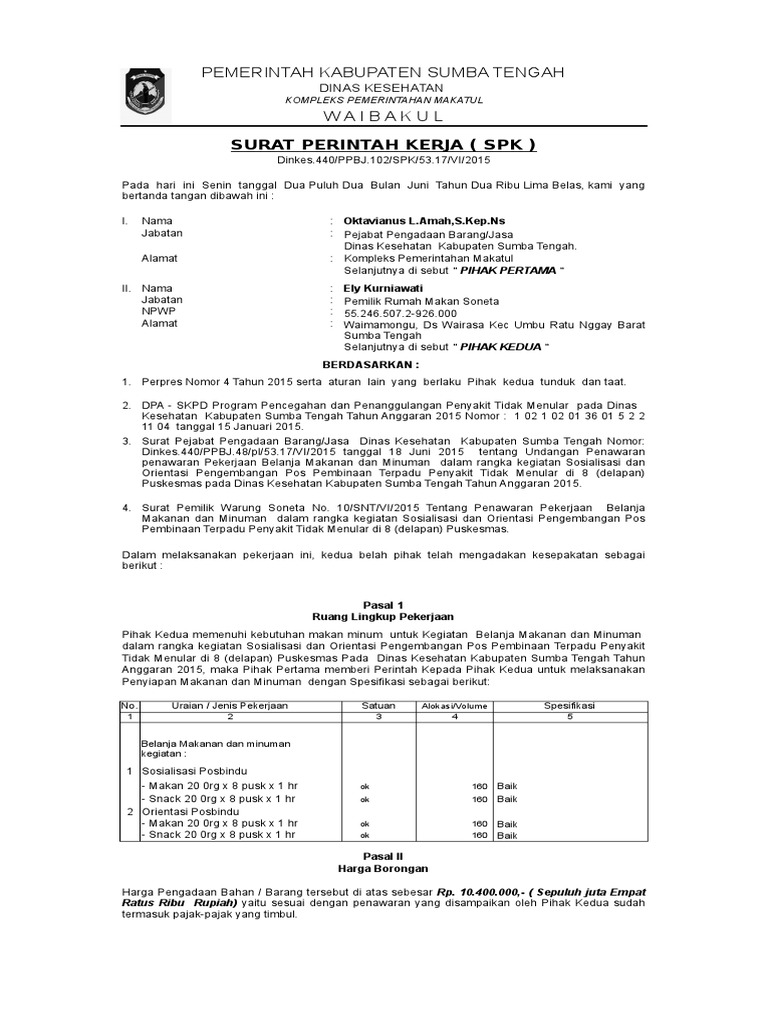 Detail Contoh Spk Pengadaan Barang Nomer 29