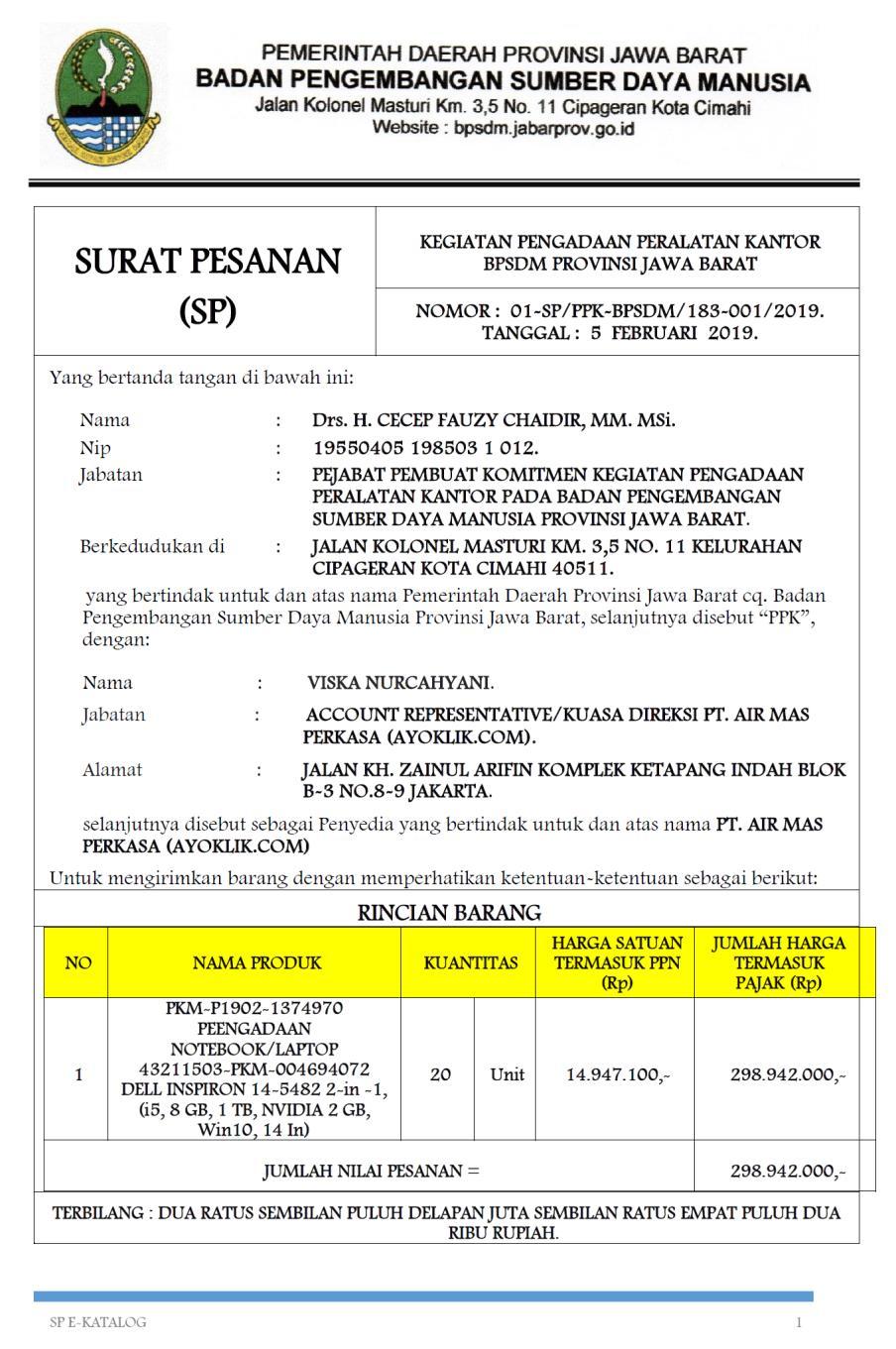 Detail Contoh Spk Pengadaan Barang Nomer 49
