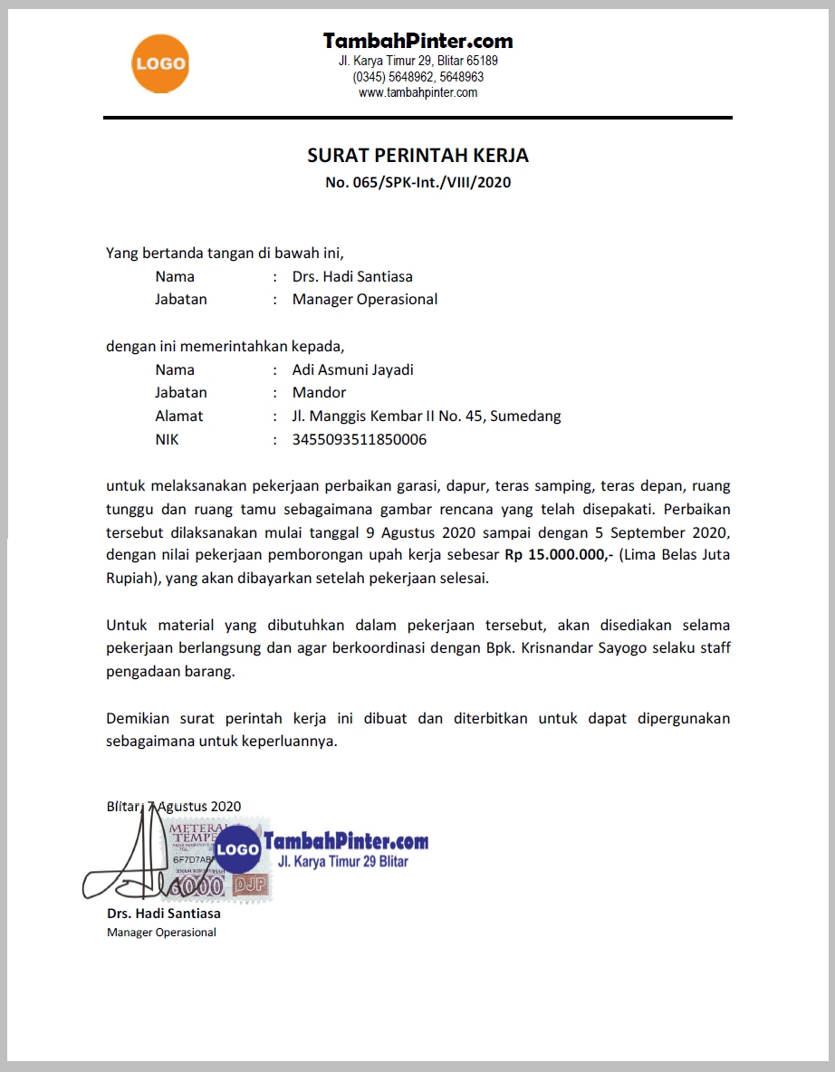 Detail Contoh Spk Pengadaan Barang Nomer 7