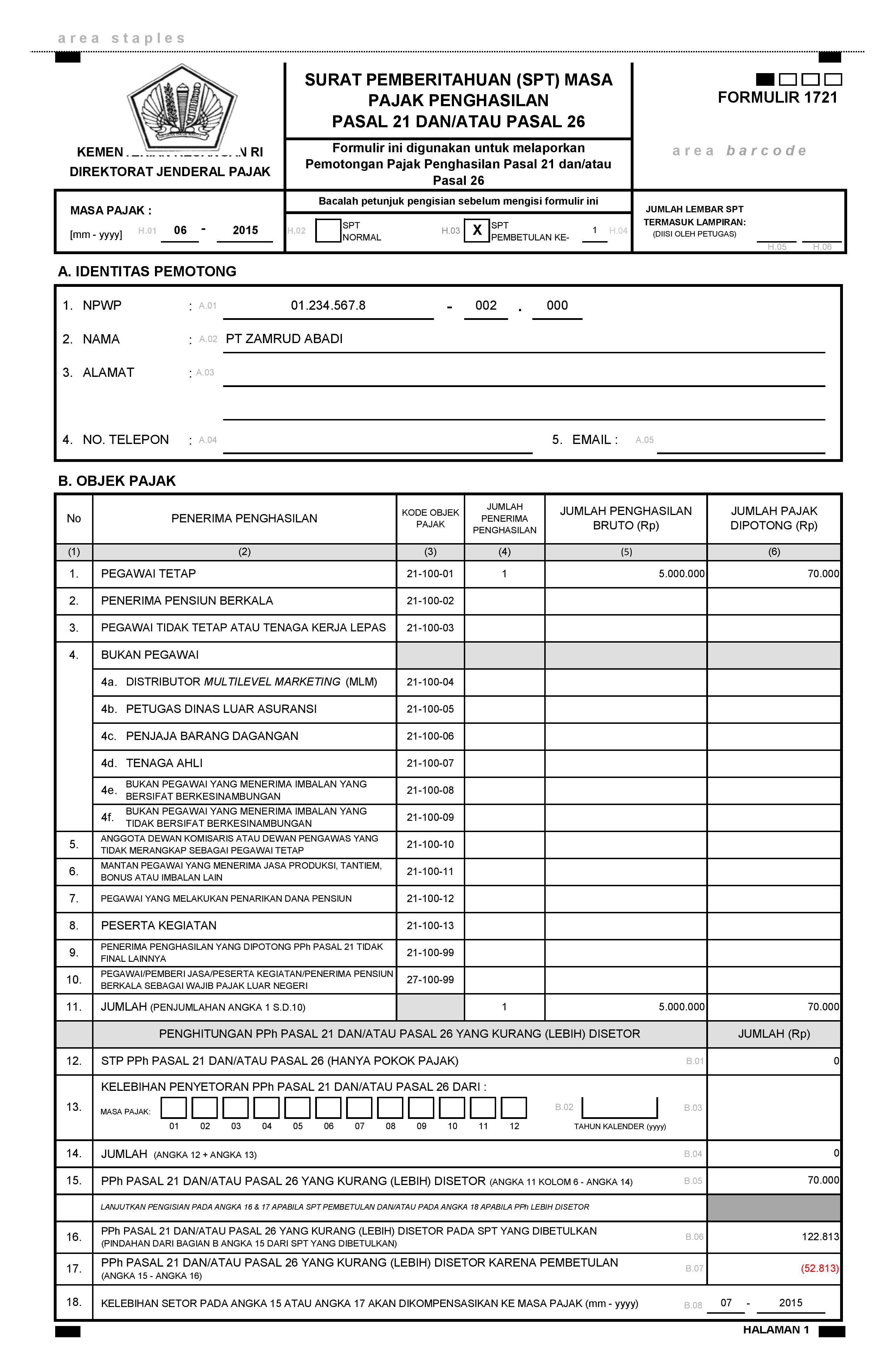 Contoh Spt Pph 21 - KibrisPDR