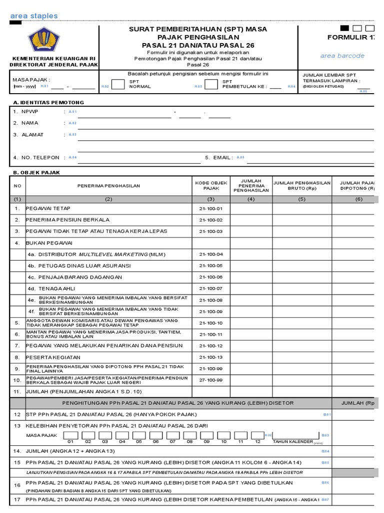 Detail Contoh Spt Pph 21 Nomer 19