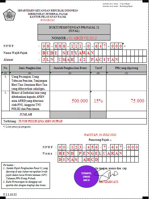 Detail Contoh Spt Pph 21 Nomer 43