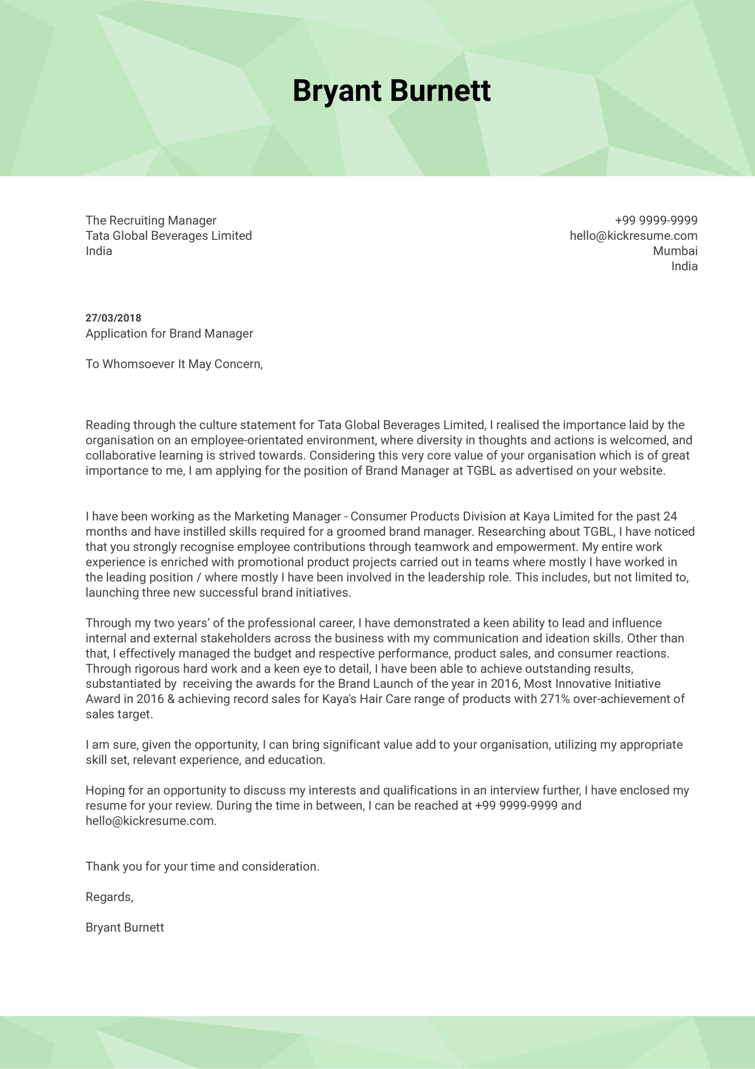 Letter Of Statement Example