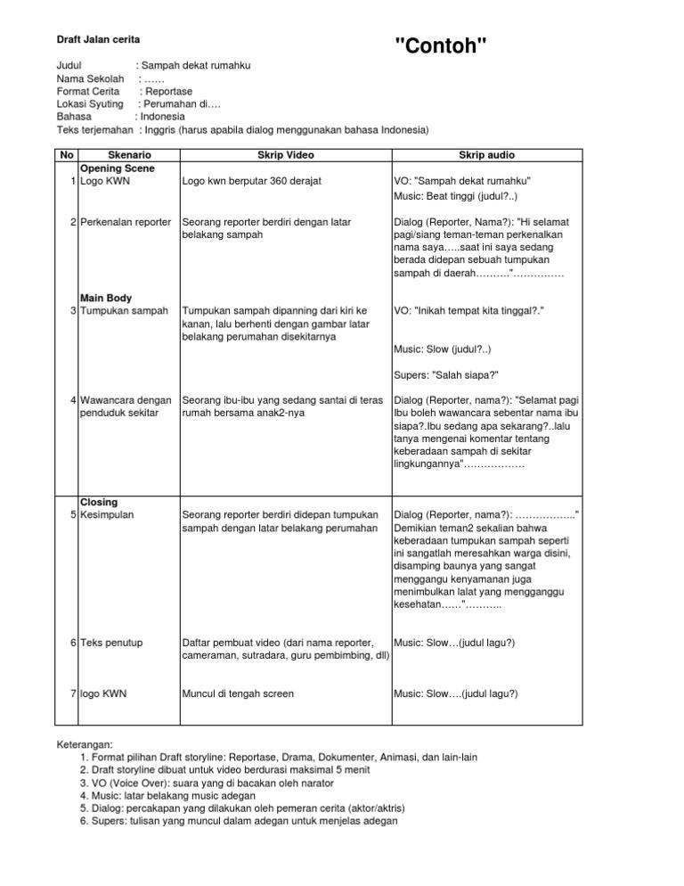Detail Contoh Storyline Film Pendek Nomer 4