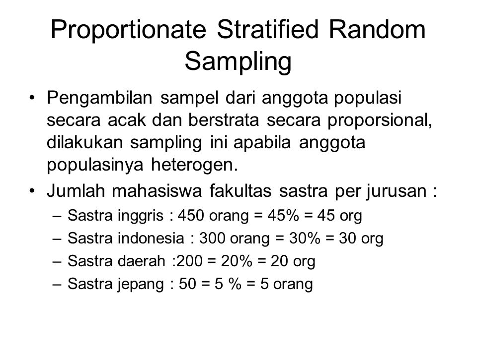 Contoh stratified sampling